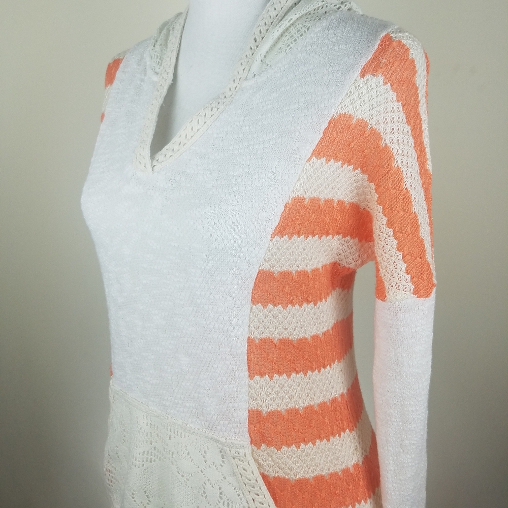 Miss Me Knitted Top Sweater White Orange Fringe